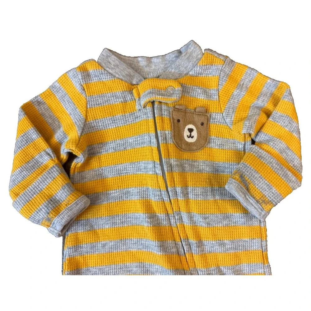Carters Preemie Baby Boy‎ Sleeper Zip Outfit Romper Clothes Thermal Stripe Bear